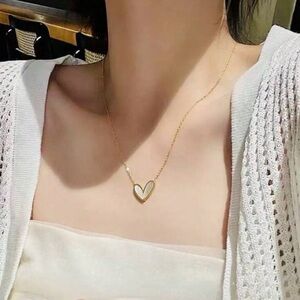 Gold Plated Stainless Steel Heart Pendant Chain Necklace